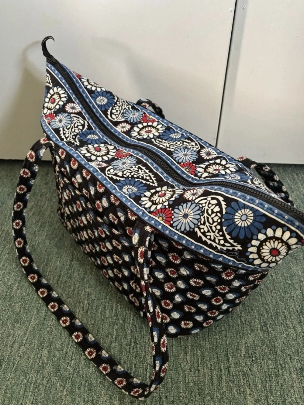 Vera Bradley Night Owl Large Zipper Top Tote with 6 Interior Pockets All Around